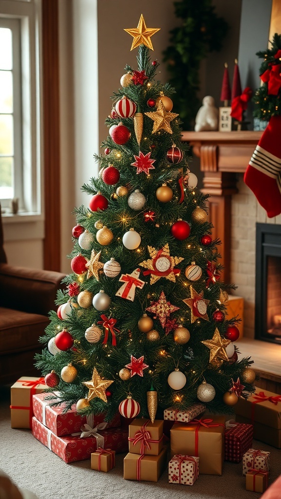 Creative Indoor Ideas for 3-Foot Christmas Trees A small indoor Christmas tree decorated with lights and ornaments, surrounded by holiday decorations.